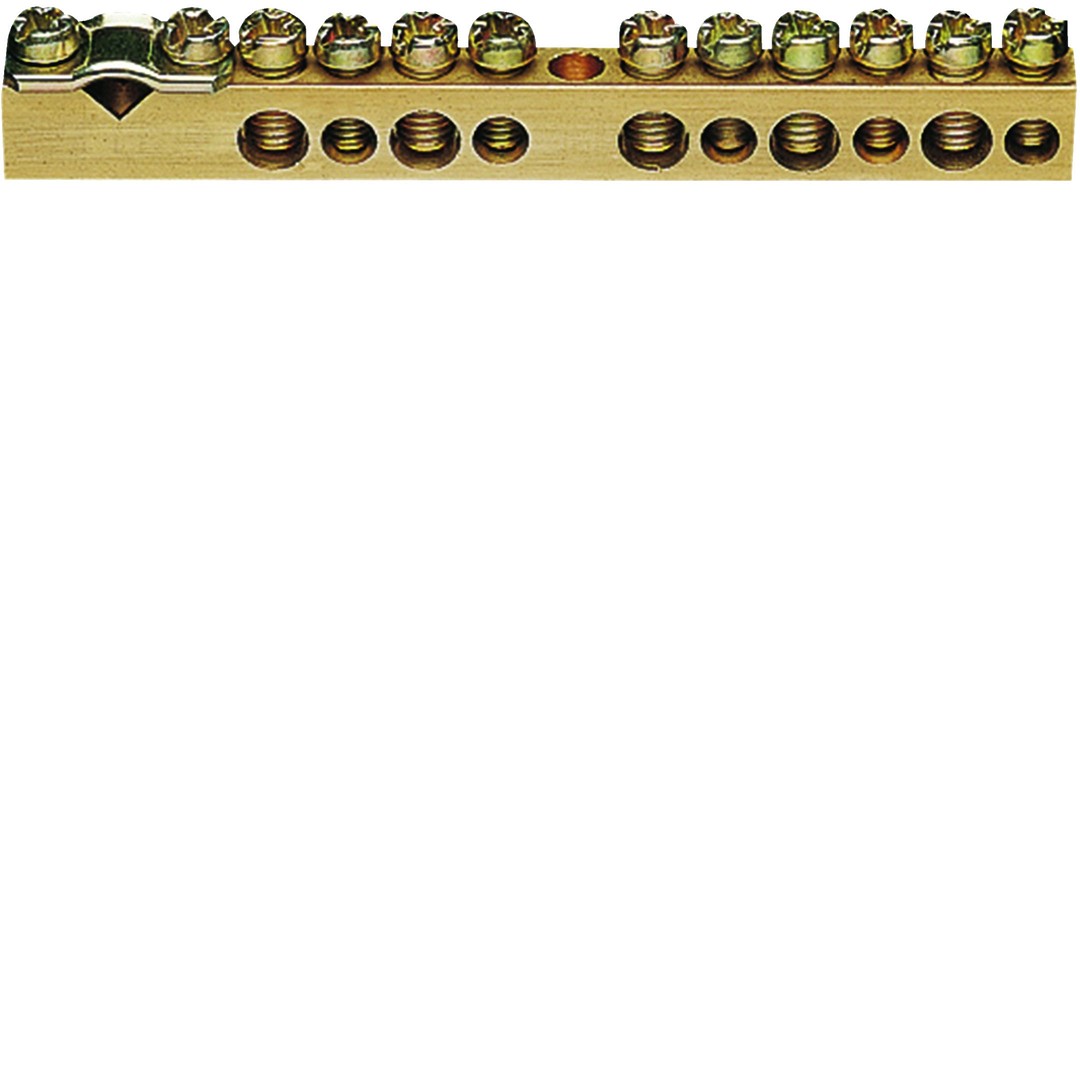 Jordingsskinne, messing, 11 stk 1,5 til 25mm2 (1×25+5×16+5×10), l 85mm
