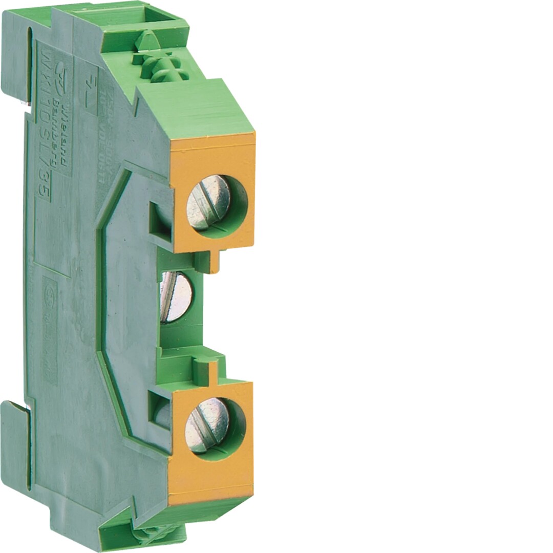 Rekkeklemme PE-jord, skrutilkobling 10mm2 bev ledning, 16mm2 helkjerne