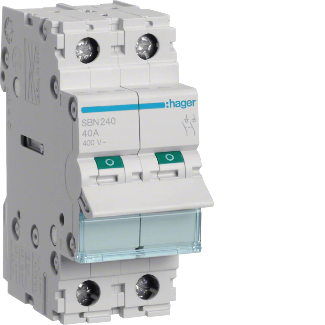 Lastbryter, modulær, 2 pol 2x40A 2 modul 400V