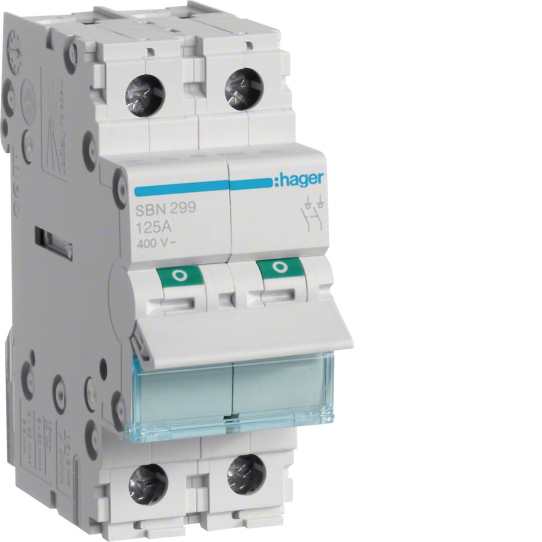 Lastbryter, modulær, 2 pol 2x125A 2 modul 400V