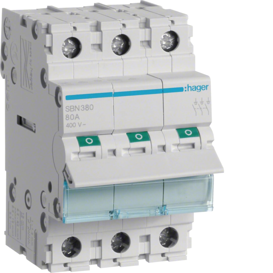 Lastbryter, modulær, 3 pol 3x80A 3 modul 400V