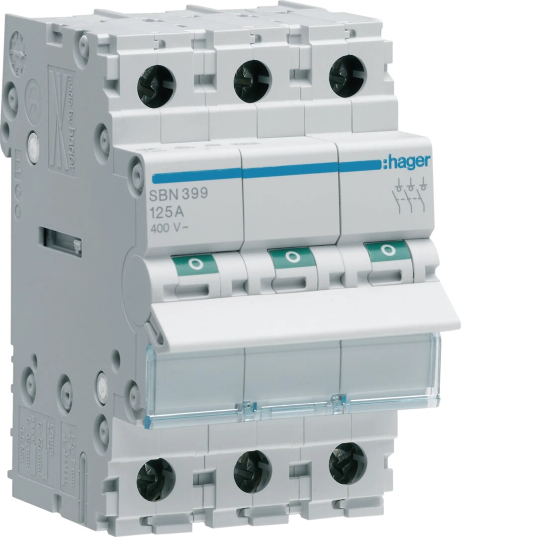 Lastbryter, modulær, 3 pol 3x125A 3 modul 400V