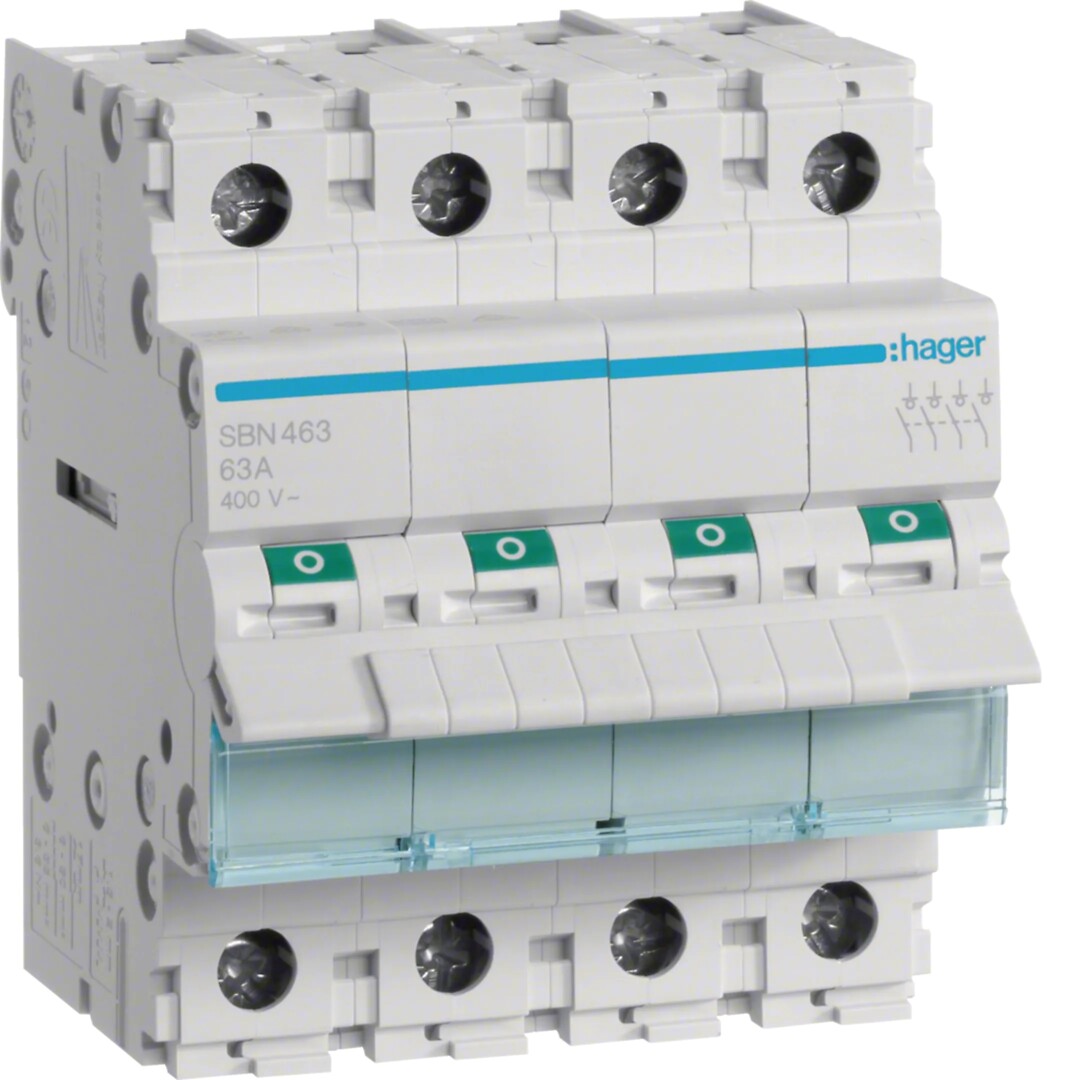 Lastbryter, modulær, 4 pol 4x63A 4 modul 400V