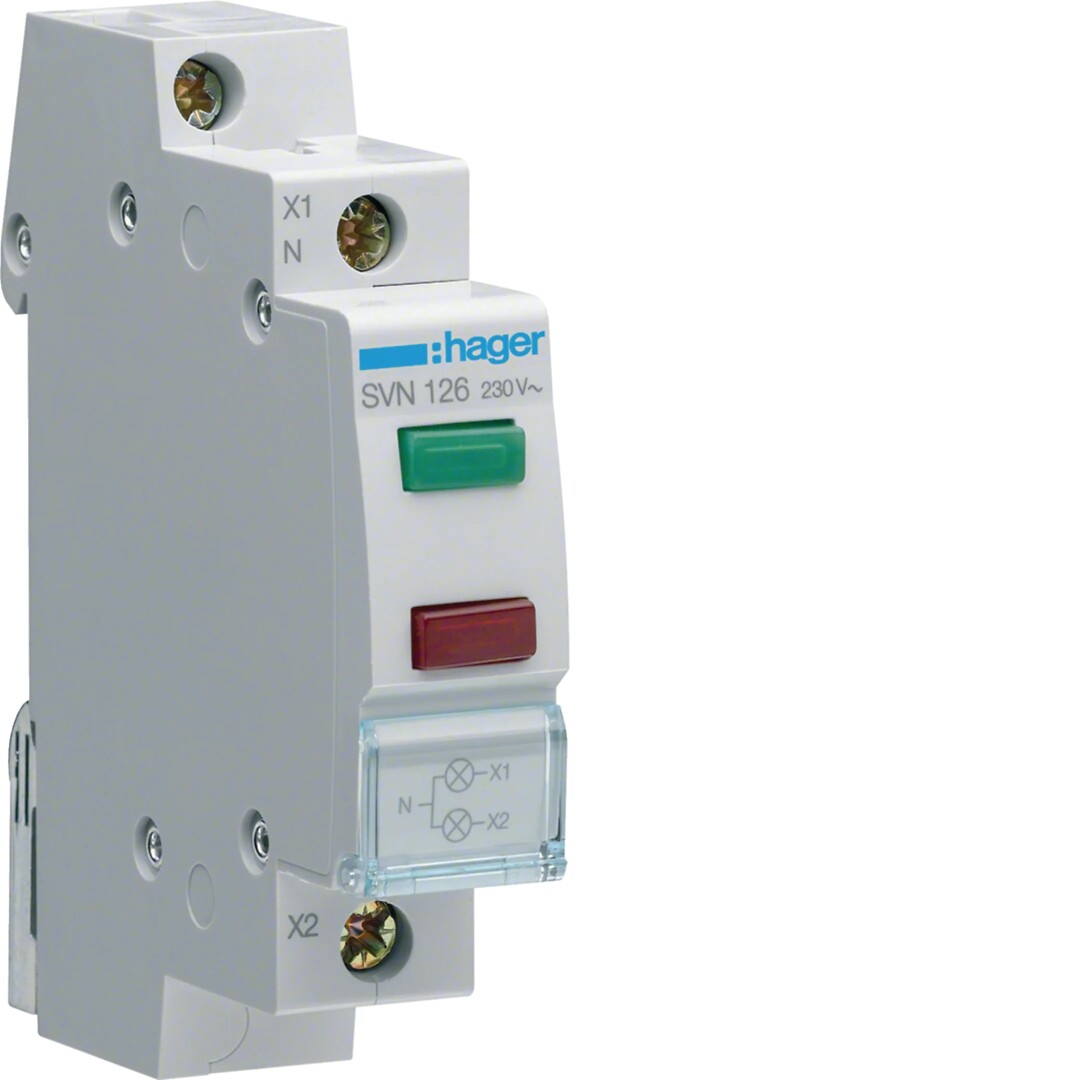 SIGNALLAMPE RØD+GRØNN 230 V