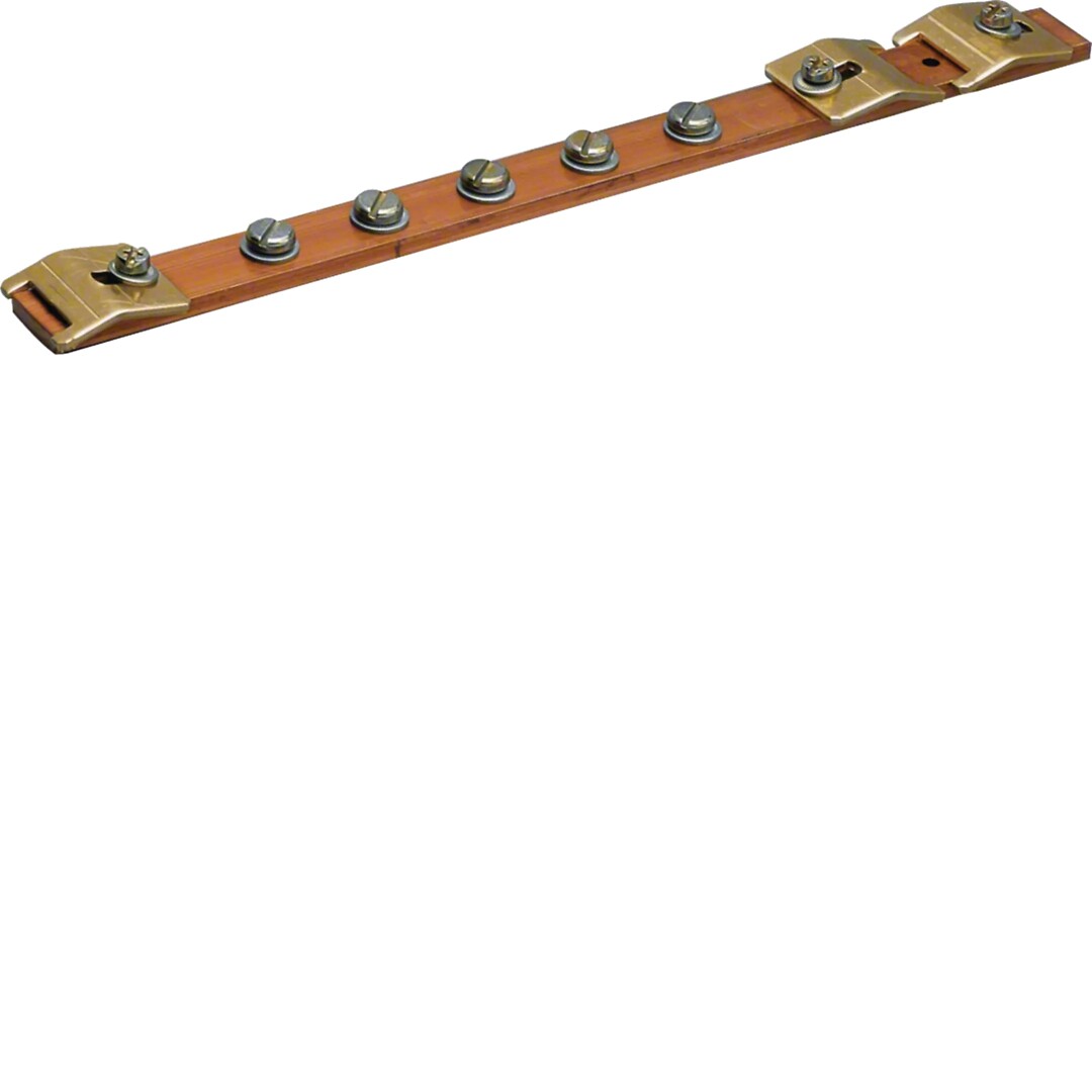 Jordskinne, 20x5mm cu skinne, 8 stk 1,5-95mm2 tilkoblinger, lengde 250 mm