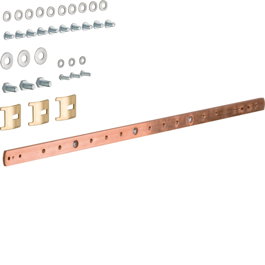 Jordskinne, 20x5mm cu skinne, 13 stk 1,5-95mm2 tilkoblinger, lengde 500 mm