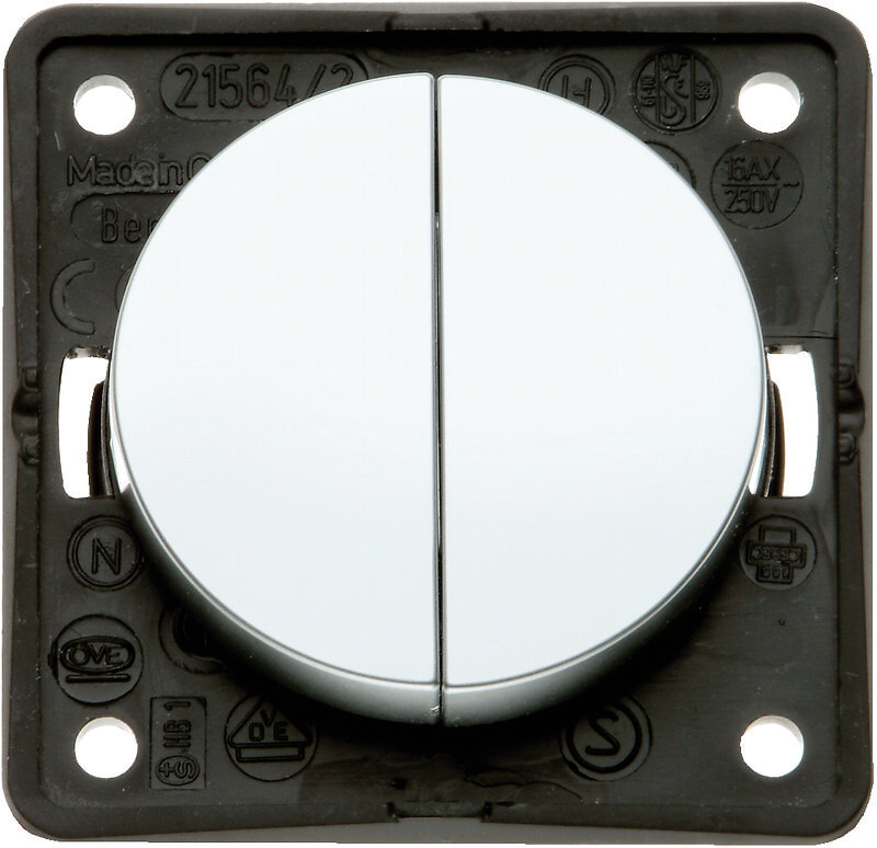 Kytkin 1+1 5A/12V, Integro Flow/Pure, kromi matta, galvanoitu
