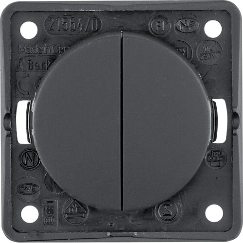 Kytkin 1+1 5A/12V, Integro Flow/Pure, graniitinmusta silkki, maalattu