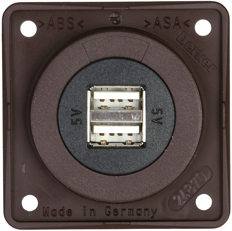 USB-latauspistorasia 8-34V, 2-kan., 2.5A, tyyppi A, Integro, ruskea matta