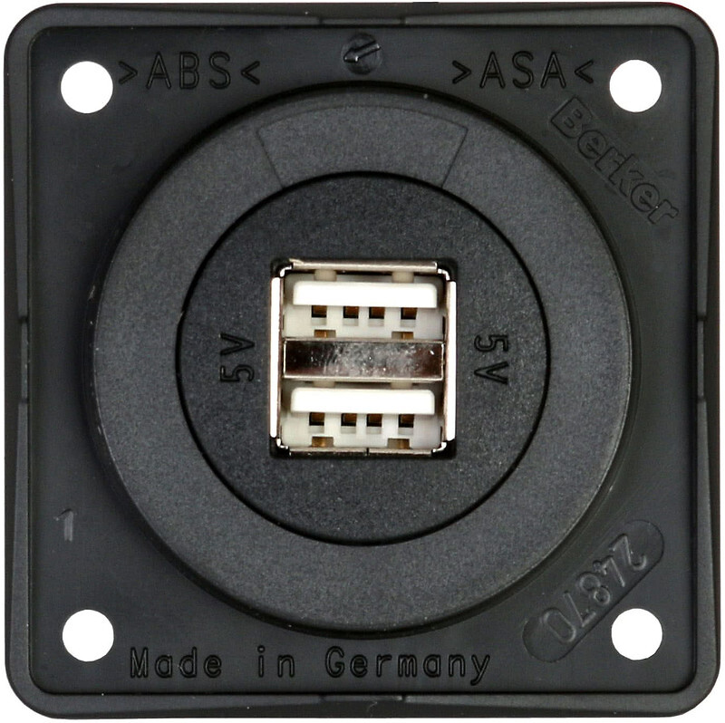 USB-latauspistorasia 8-34V, 2-kan., 2.5A, tyyppi A, Integro, antrasitti matta