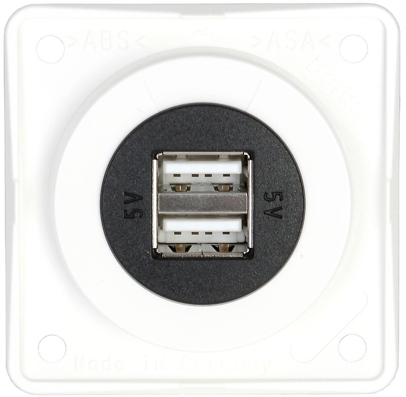 USB-latauspistorasia 8-34V, 2-kan., 2.5A, tyyppi A, Integro, puht.valk. matta