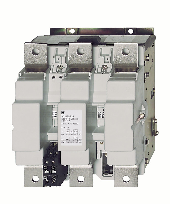 Kontaktori K3-550A22 300kW 3s 2s+2a 230V