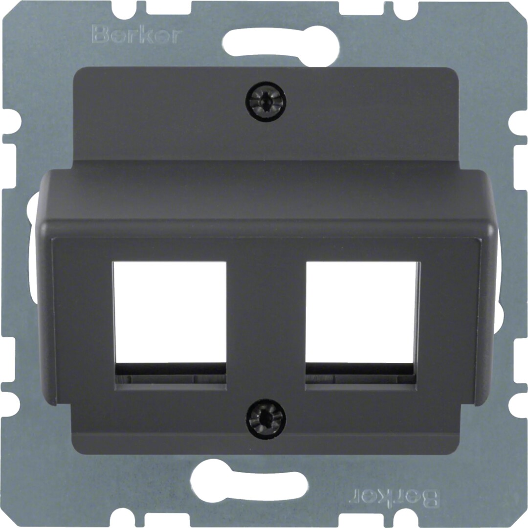 Telerasia 2xRJ45 Keystone-liittimille 30°, 50×50, antrasiitti matta