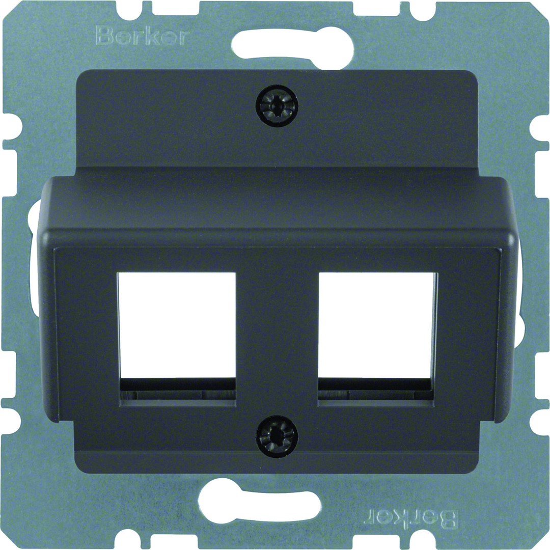 Telerasia 2xRJ45 Keystone-liittimille 30°, 50×50, antrasiitti matta
