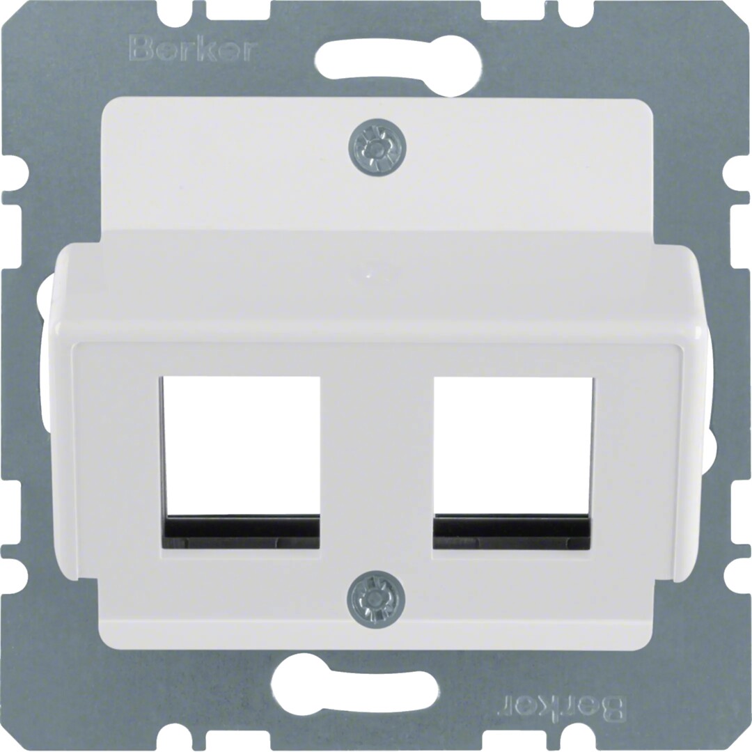 Telerasia 2xRJ45 Keystone-liittimille 30°, 50×50, puhtaanvalkoinen matta