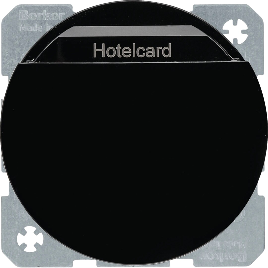 Hotellikorttikytkin 1s 10A hakuvalolla, R.1/R.3/R.8, musta kiiltävä