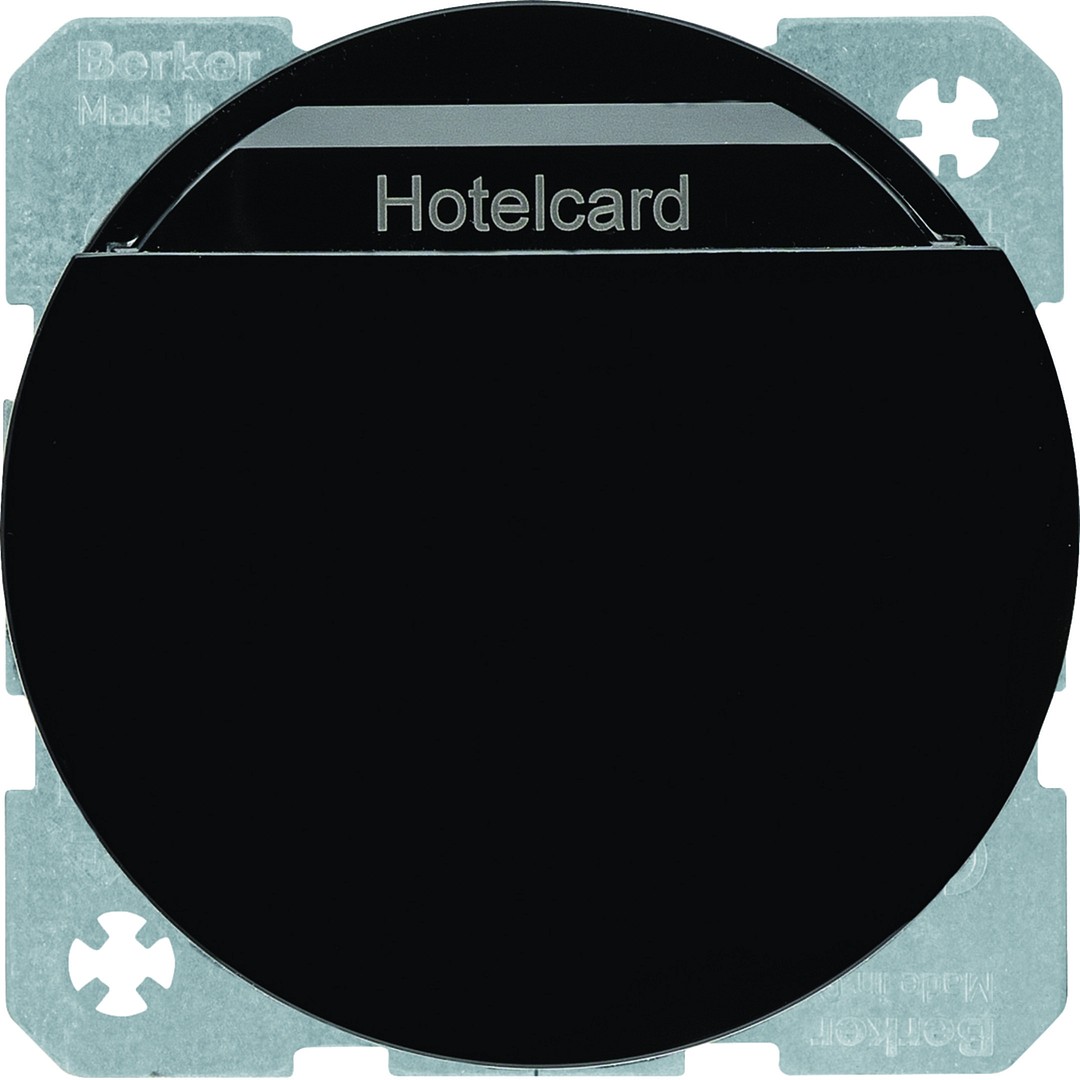 Hotellikorttikytkin 1s 10A hakuvalolla, R.1/R.3/R.8, musta kiiltävä