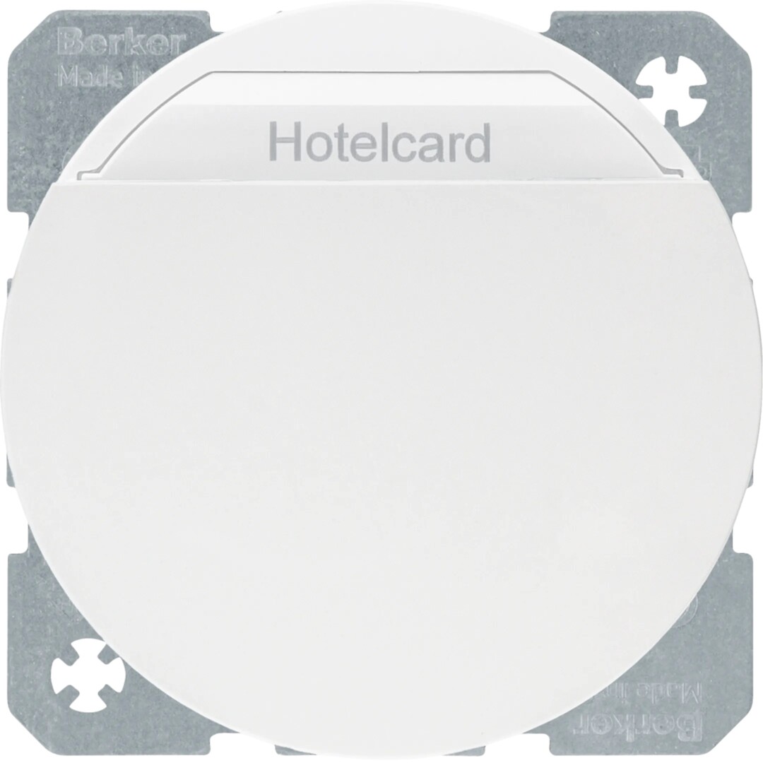 Hotellikorttikytkin 1s 10A hakuvalolla, R.1/R.3/R.8, puhtaanvalkoinen kiiltävä