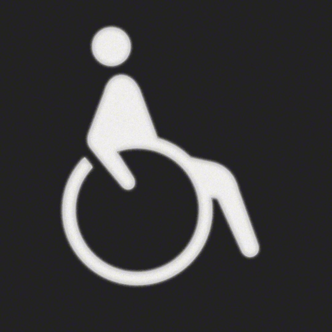 Symbolikalvo pyörätuoli-kuviolla valkoiselle LED-merkkivalolle