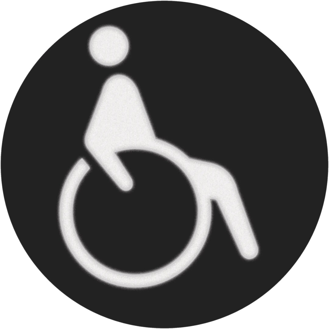 Symbolikalvo pyöreä pyörätuoli-kuviolla valkoiselle LED-merkkivalolle