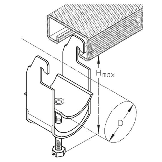 Kaarikiinnike C-profiiliin 28AC-3 Ø24-28mm/Hmax=122mm FE
