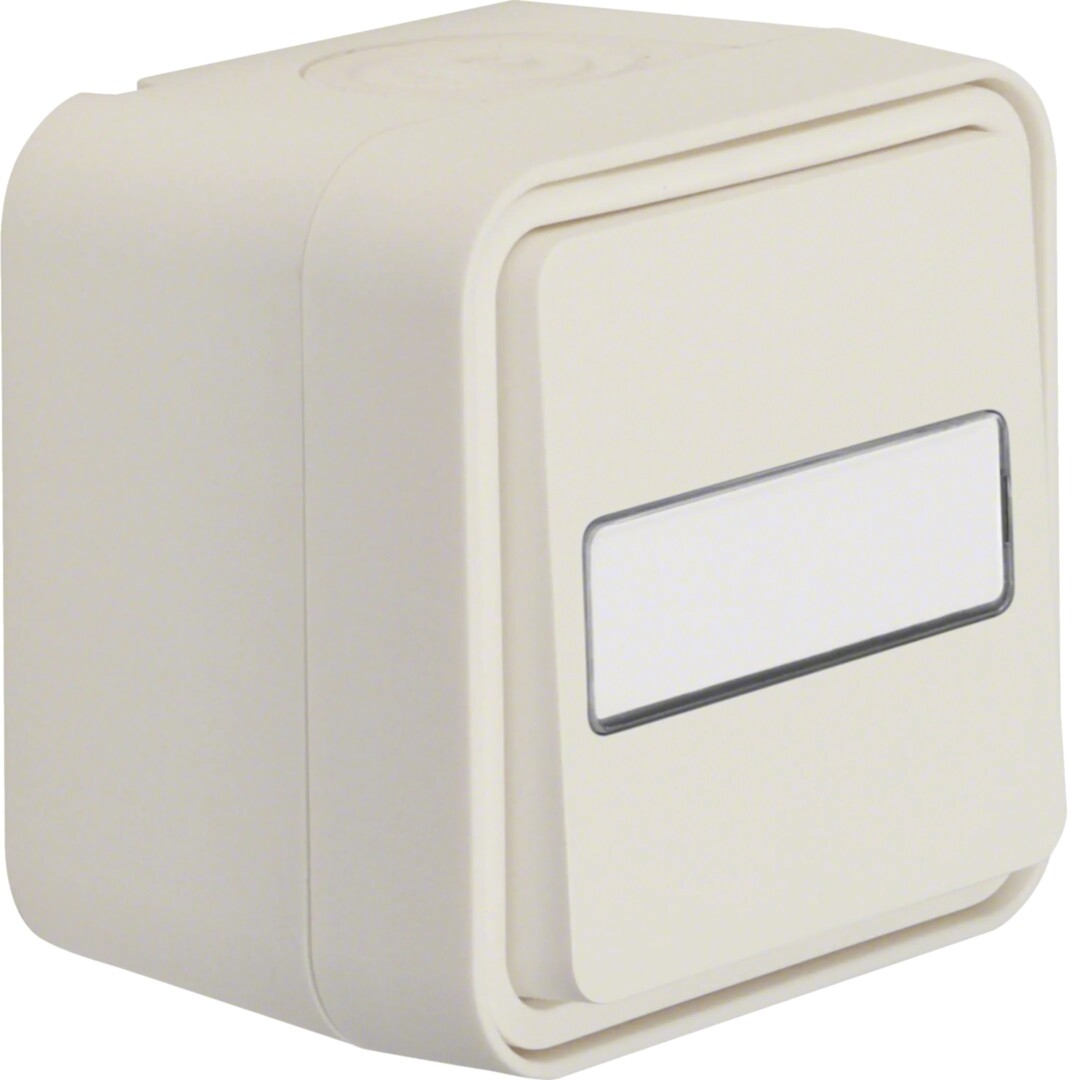Vaihtokytkin pinta 10AX/250VAC jousiliit. sin LED ja MI, IP55, W.1, puhtaanvalk.
