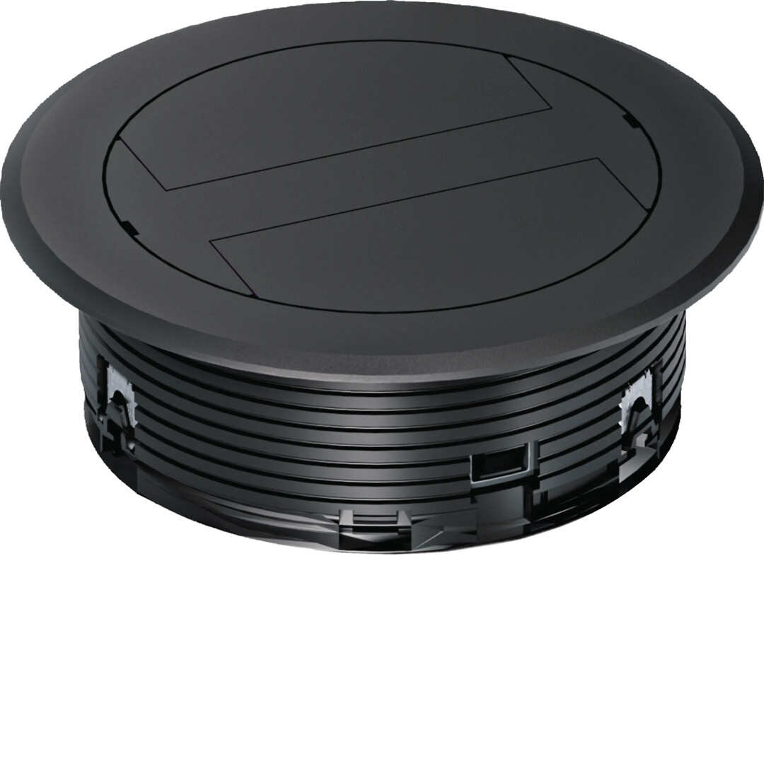 Kaapeliläpivientirengas muovista kaapeliaukoilla pinnoille >32mm tummanmusta