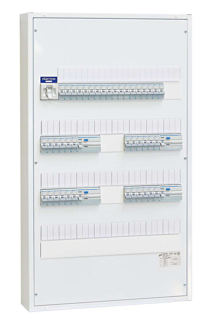 Ryhmäkeskus IP30 pinta/uppo In=50A, JSK 18xC10A+24xC16A, 4xVVSK, jousil.