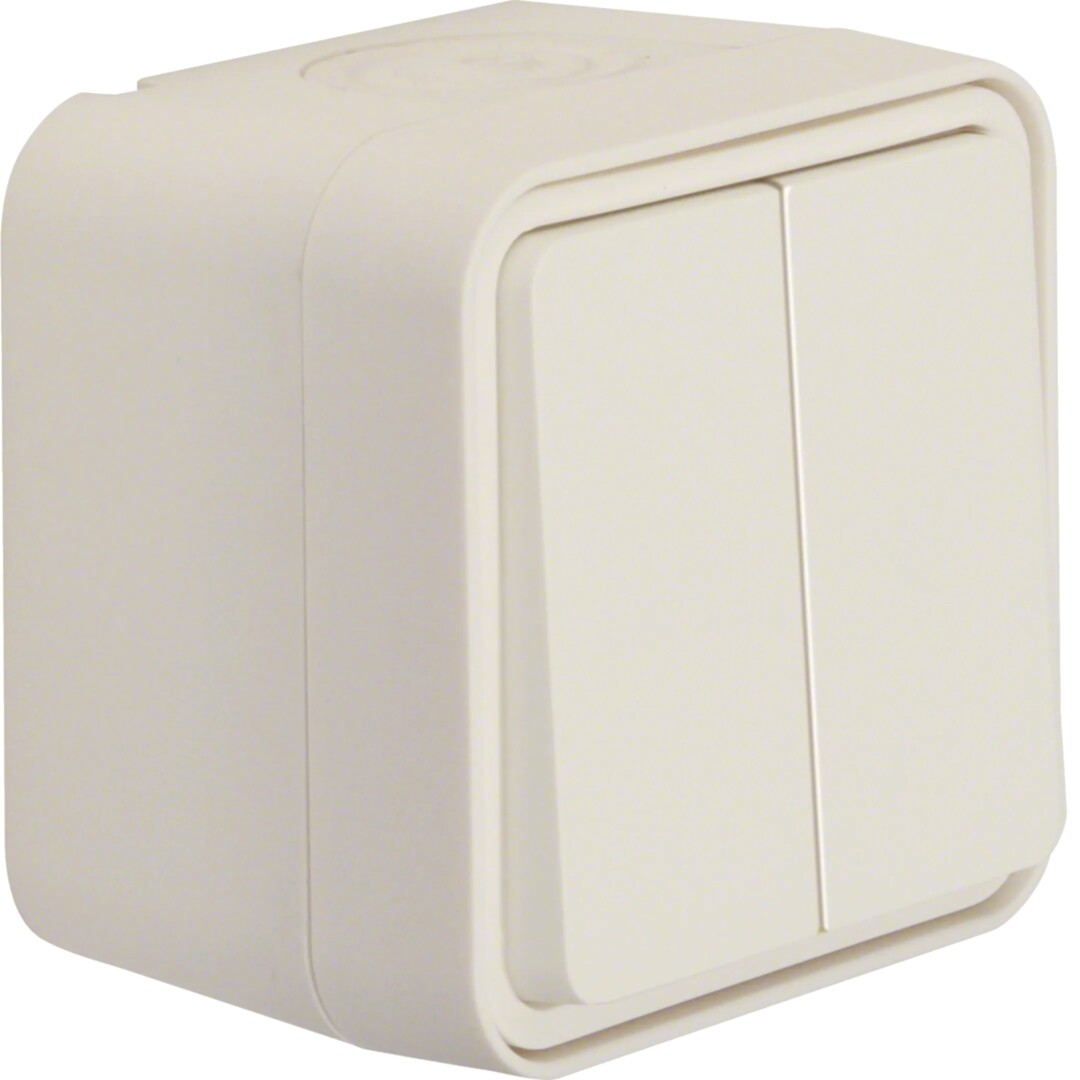 Kruunuvipupainike 10A/250V, IP55, jousiliit., puhtaanvalkoinen