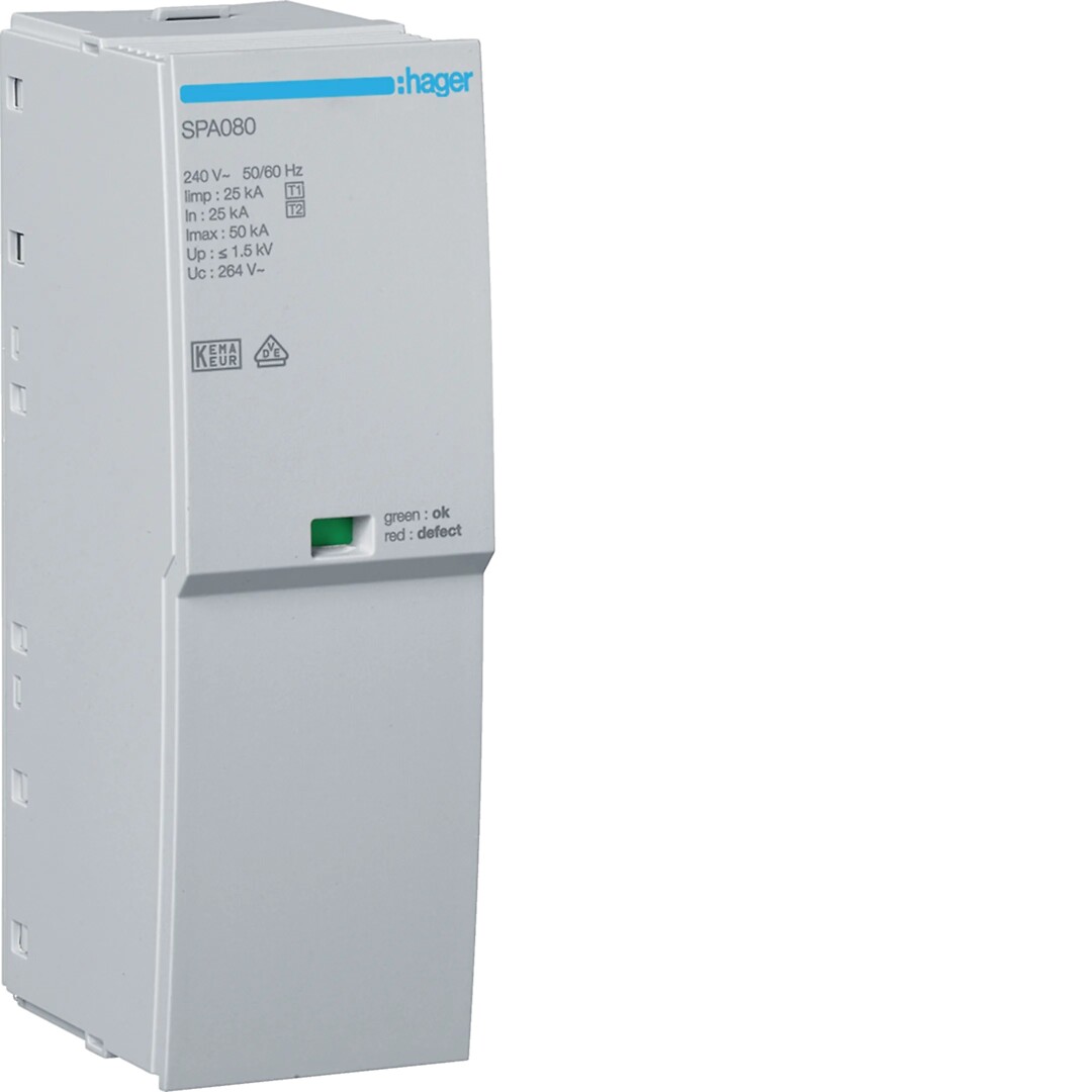 Varapatruuna T1+T2 1N Uc 264V Iimp 25kA Up 1.5kV suojalle SPA180