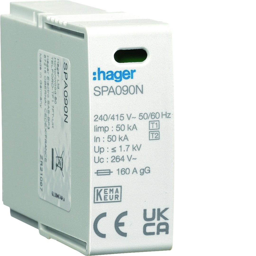 Varapatruuna T1+T2 MOV 1P N-PE suojalle SP9x1 Iimp=12,5 kA In=12,5kA Up≤1,2kV