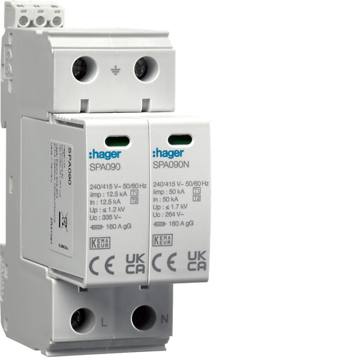 Yhdistelmäylijännitesuoja T1+T2 MOV 2N Iimp=12.5kA Up≤1,2kV TNS/TT hälytyskosk.