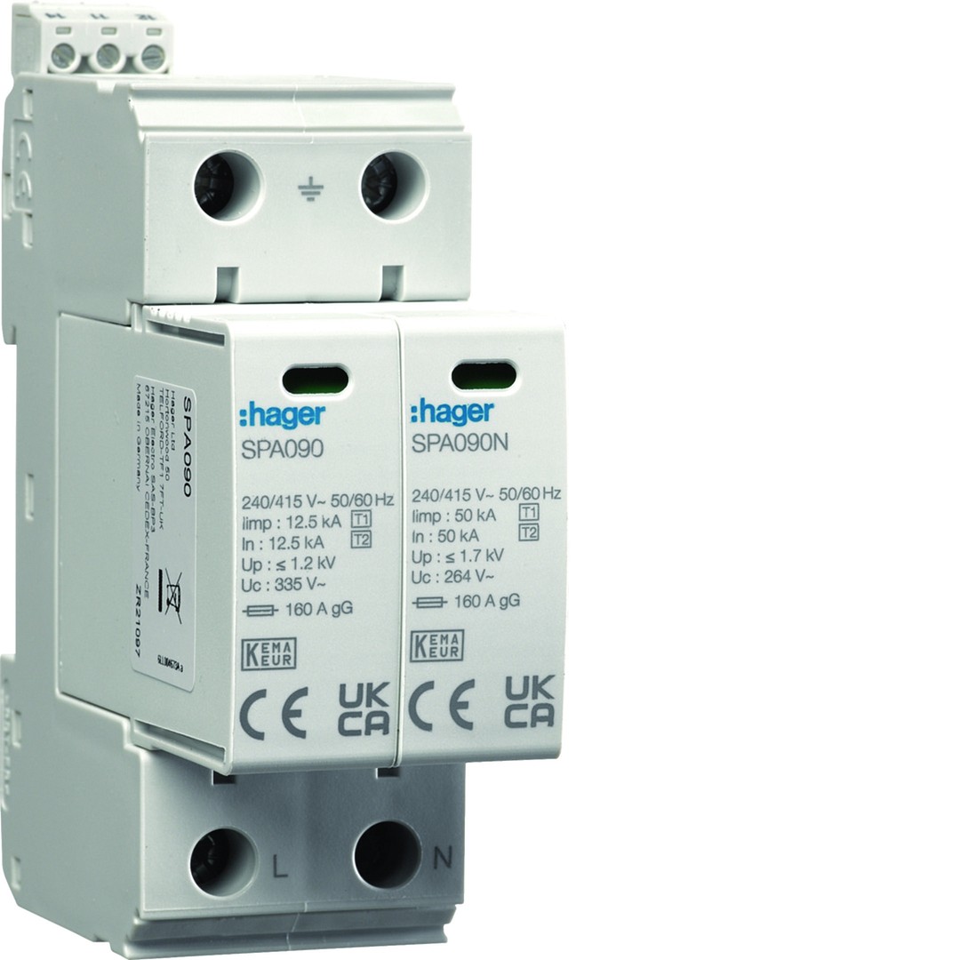 Yhdistelmäylijännitesuoja T1+T2 MOV 2N Iimp=12.5kA Up≤1,2kV TNS/TT hälytyskosk.