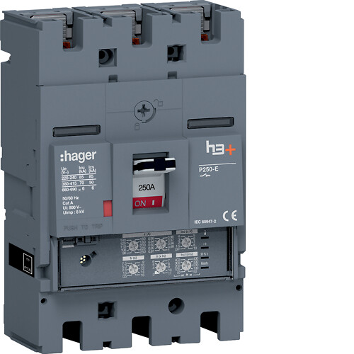 Kompaktikatkaisija h3+ p250 aset. LSI-suojareleellä 3-napainen 250A 70kA