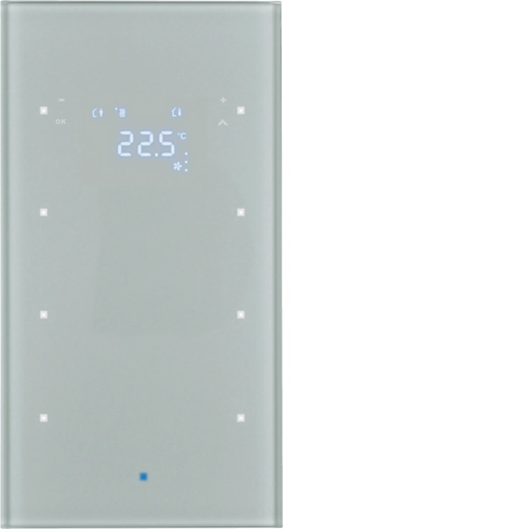 Kosketuspainike 3-osainen lämpötilansäätimellä TS Sensor, lasi, puhtaanvalkoinen