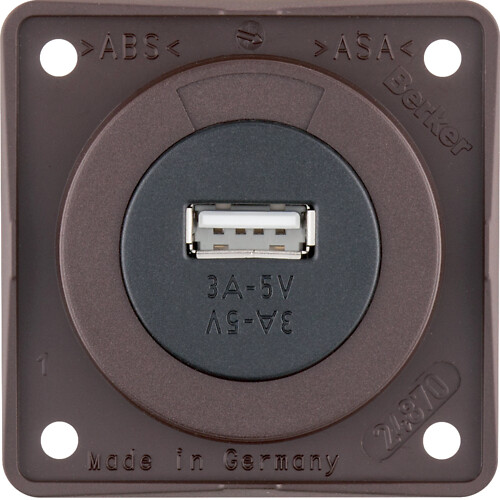 USB-latauspistorasia 8-34V, 1-kan., 3A, tyyppi A, Integro, ruskea matta