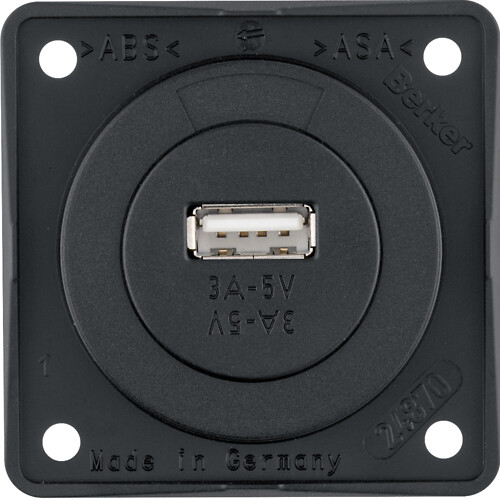 USB-latauspistorasia 8-34V, 1-kan., 3A, tyyppi A, Integro, musta matta