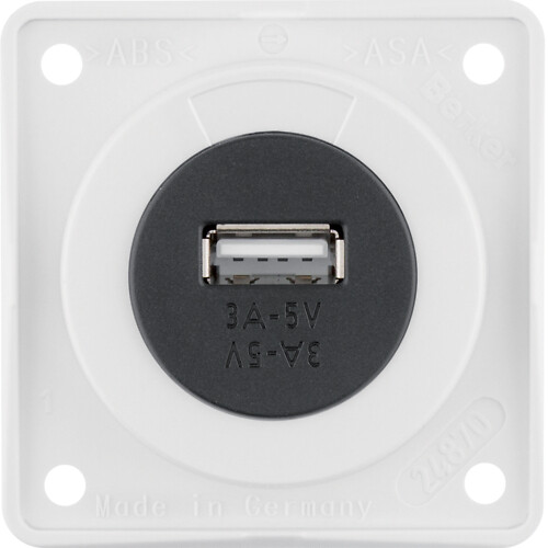 USB-latauspistorasia 8-34V, 1-kan., 3A, tyyppi A, Integro, puhtaanvalkoinen matta