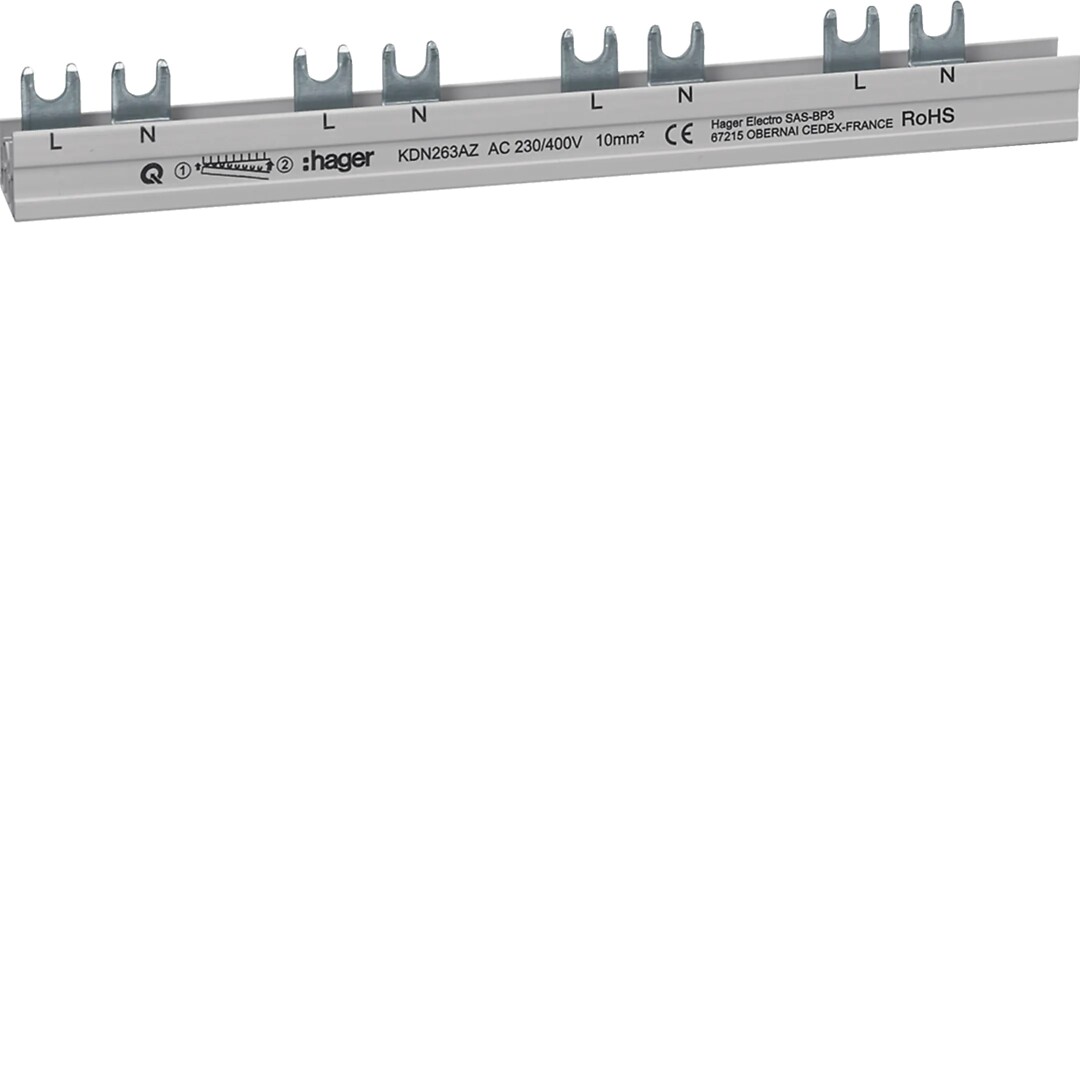 Virtakisko 2N poikkipinta 10 mm² suojille ARFxxxD 12 moduulia