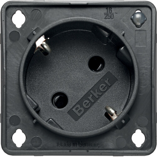 Pistorasia 1-osainen 45°, LED-mv, SNAP-IN 2 mm, Integro, antrasiitti matta