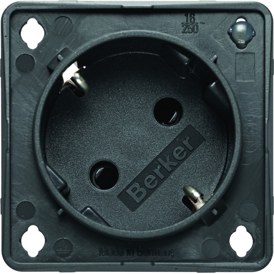 Pistorasia 1-osainen 45°, LED-mv, SNAP-IN 2 mm, Integro, antrasiitti matta