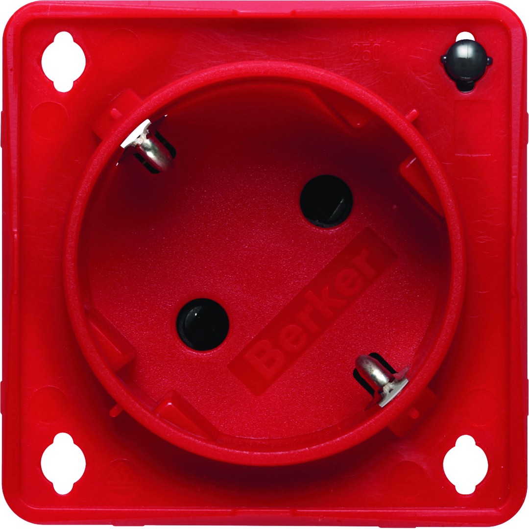 Pistorasia 1-osainen 45°, LED-mv, SNAP-IN 2 mm, Integro, punainen matta