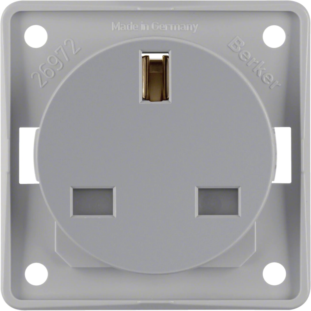 Pistorasia 1-osainen BS 13A/250V, Integro, harmaa matta