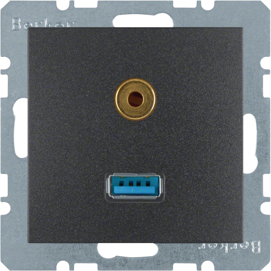Audiopistorasia USB/3.5mm audiojakki, S.1/B.x, antrasiitti matta