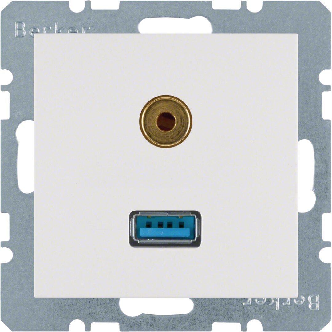 Audiopistorasia USB/3.5mm audiojakki, S.1/B.x, puhtaanvalkoinen matta
