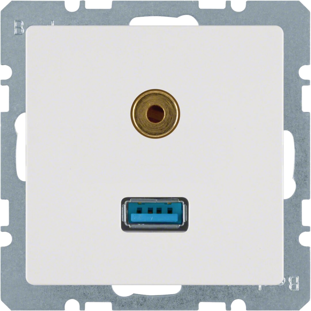 Audiopistorasia USB/3.5mm audiojakki, Q.x, puhtaanvalkoinen samettinen