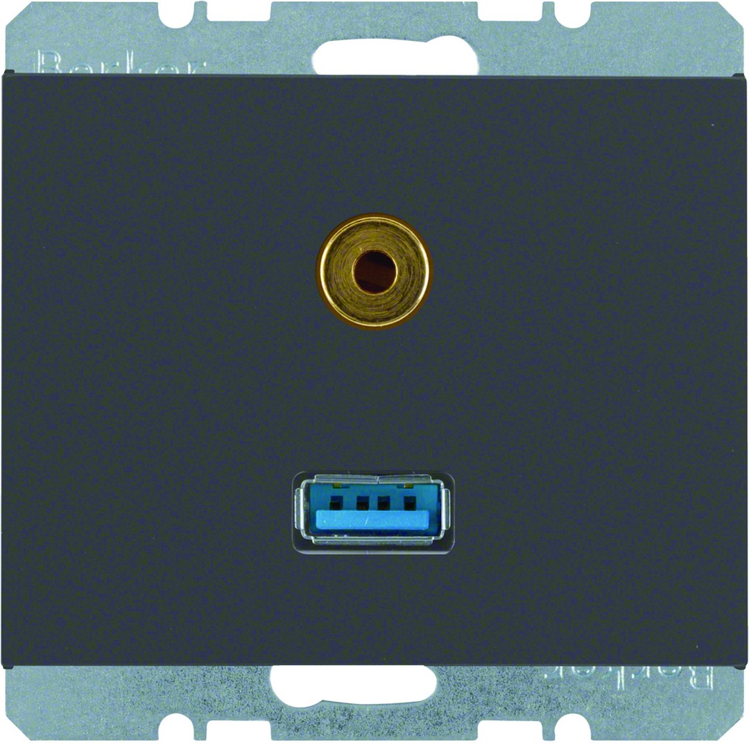Audiopistorasia USB/3.5mm audiojakki, K.1, antrasiitti matta