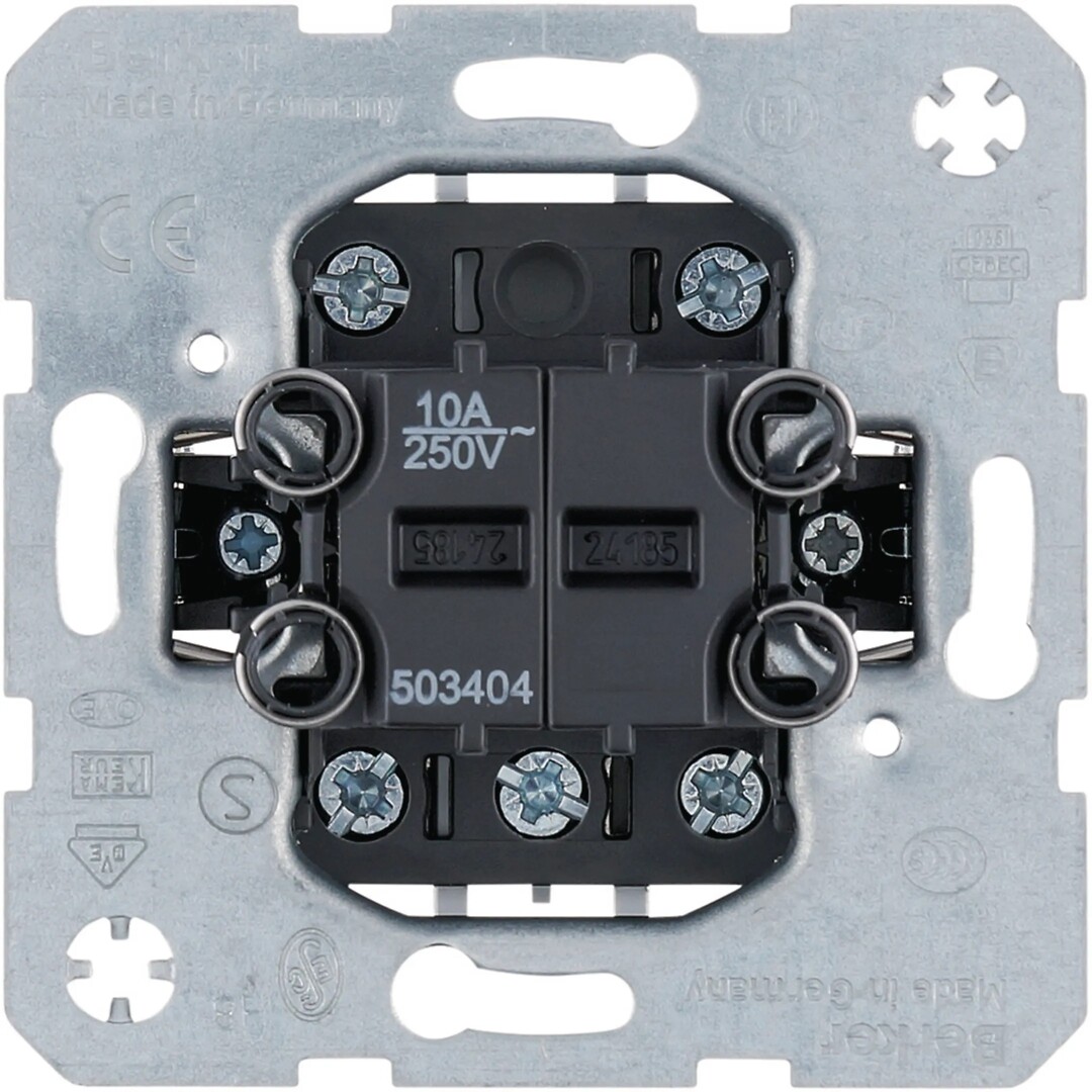 Vipupainikerunko (4×1) 4s 10A 250VAC kosketinta, yhteinen tuloliitin