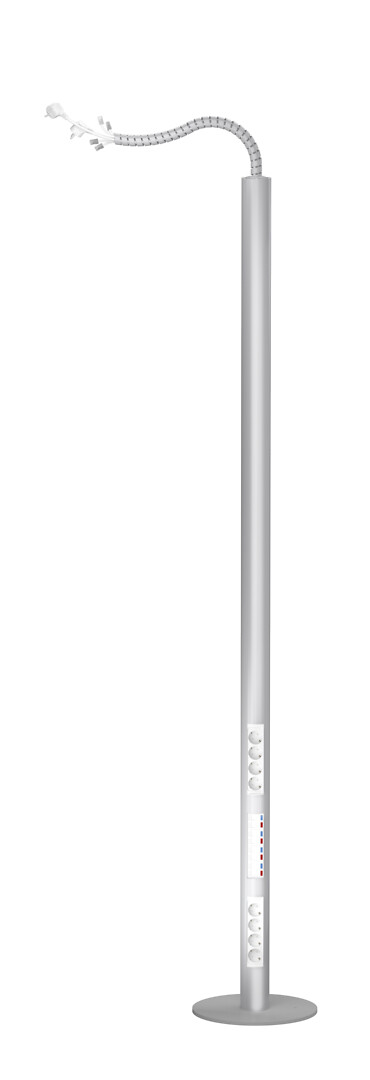 Pistorasiapylväs, Pajap, 1-puoleinen, anodisoitu, 2x 4PR + 8x RJ45 cat6 utp