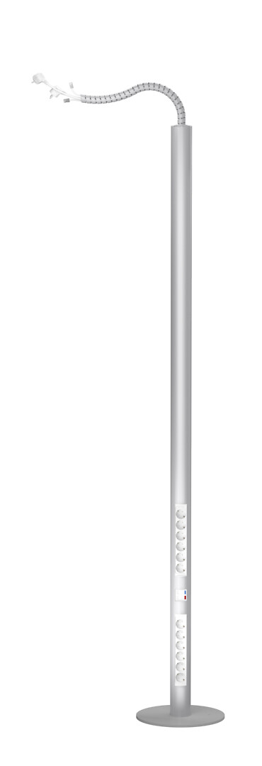 Pistorasiapylväs, Pajap, 1-puoleinen, anodisoitu, 2x 6PR + 2x RJ45 cat6 utp